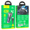 Адаптер автомобильный HOCO 1USB+1Type-C NZ8 43W + кабель Type-C - Lightning (Синий)