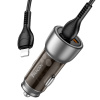Адаптер автомобильный HOCO 1USB+1Type-C NZ8 43W + кабель Type-C - Lightning (Черный)