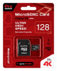 Карта памяти Micro SD 128Gb Qumo UHS-1 U3 + SD адаптер